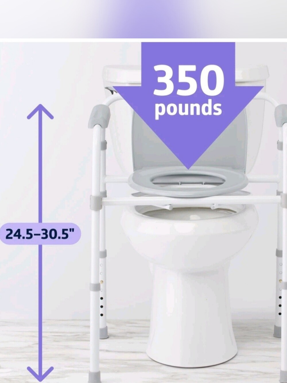 Medline 3-in-1 Folding Commode Steel 350 lb Cap Armrests/Splashguard